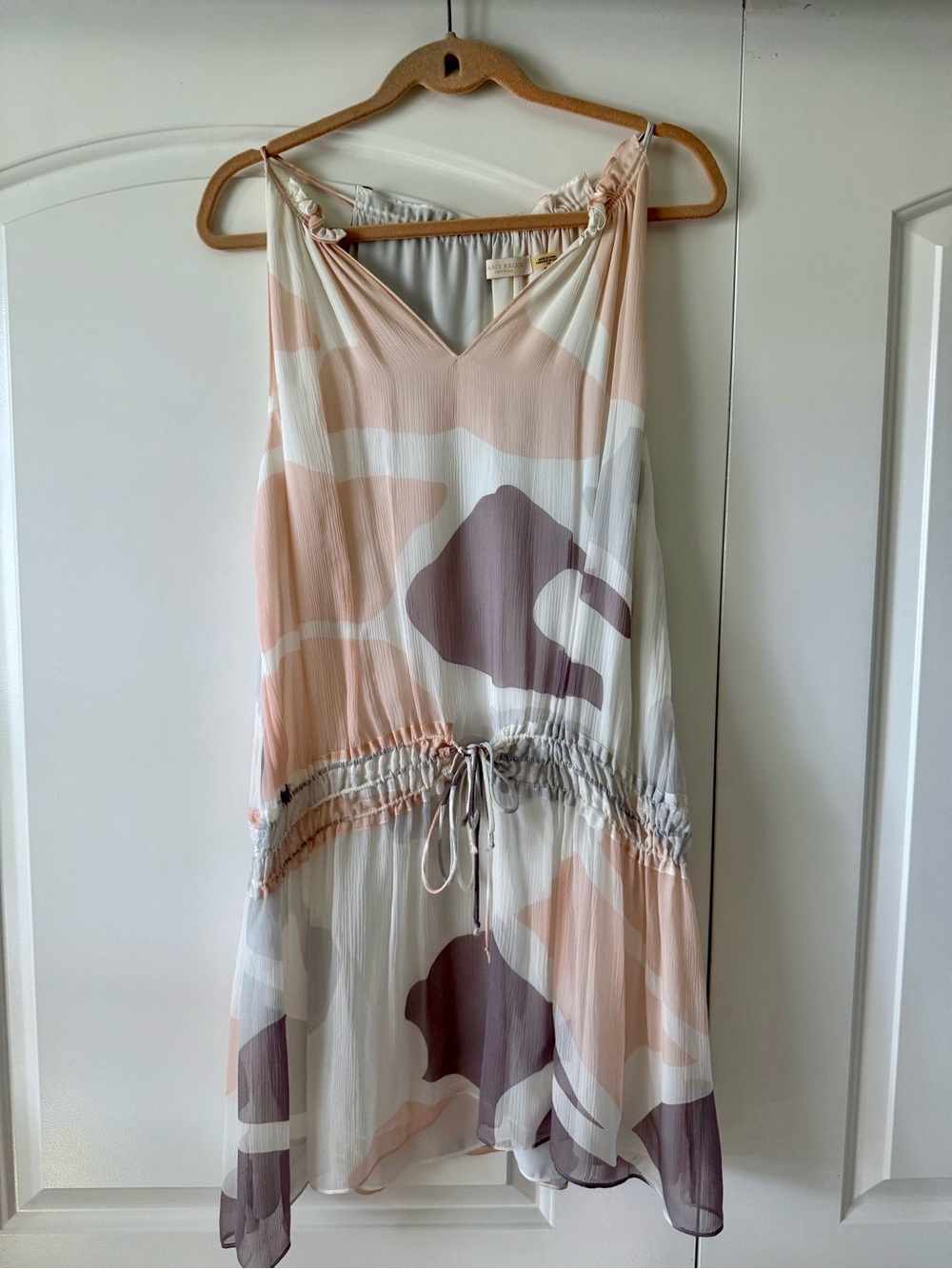 Ramy Brook Blush, Cream & Mauve Abstract High-Low Dress